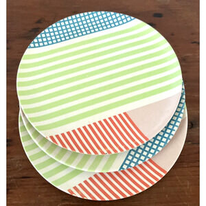 Set of 3 Poketo Melmac Melamine Angles Geometric Salad Dessert Plates 8"